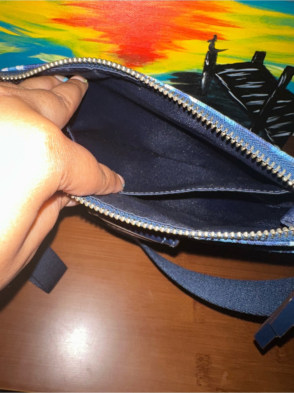 Coach Blue Signature Print Crossbody with Navy Trim - Picture 4 of 7